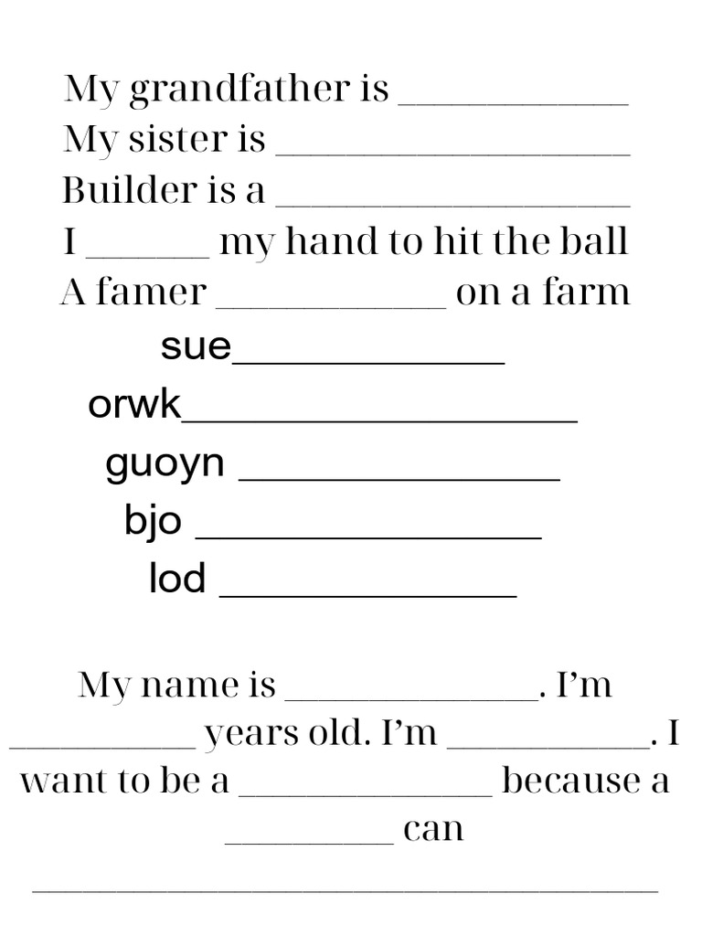 Fill-in-the-Blank Personal Profiles | PDF