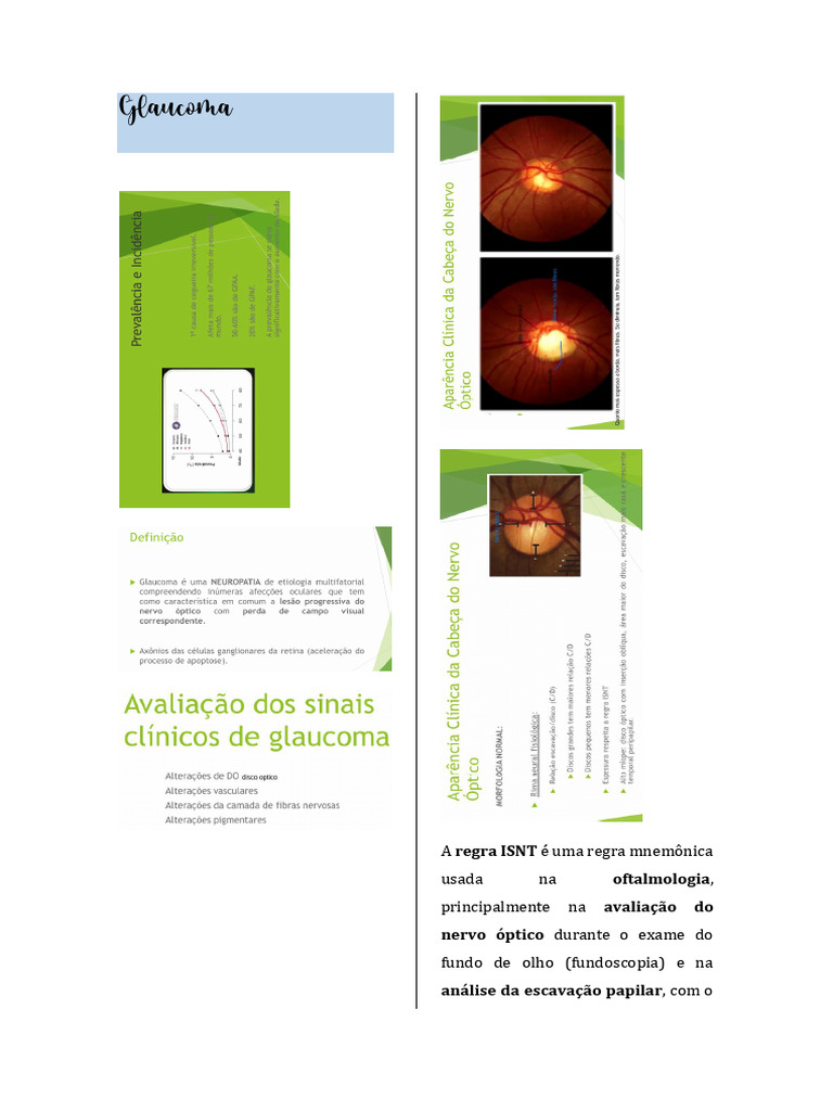 Regra ISNT e Diagnóstico de Glaucoma | PDF | Glaucoma | Sistema visual