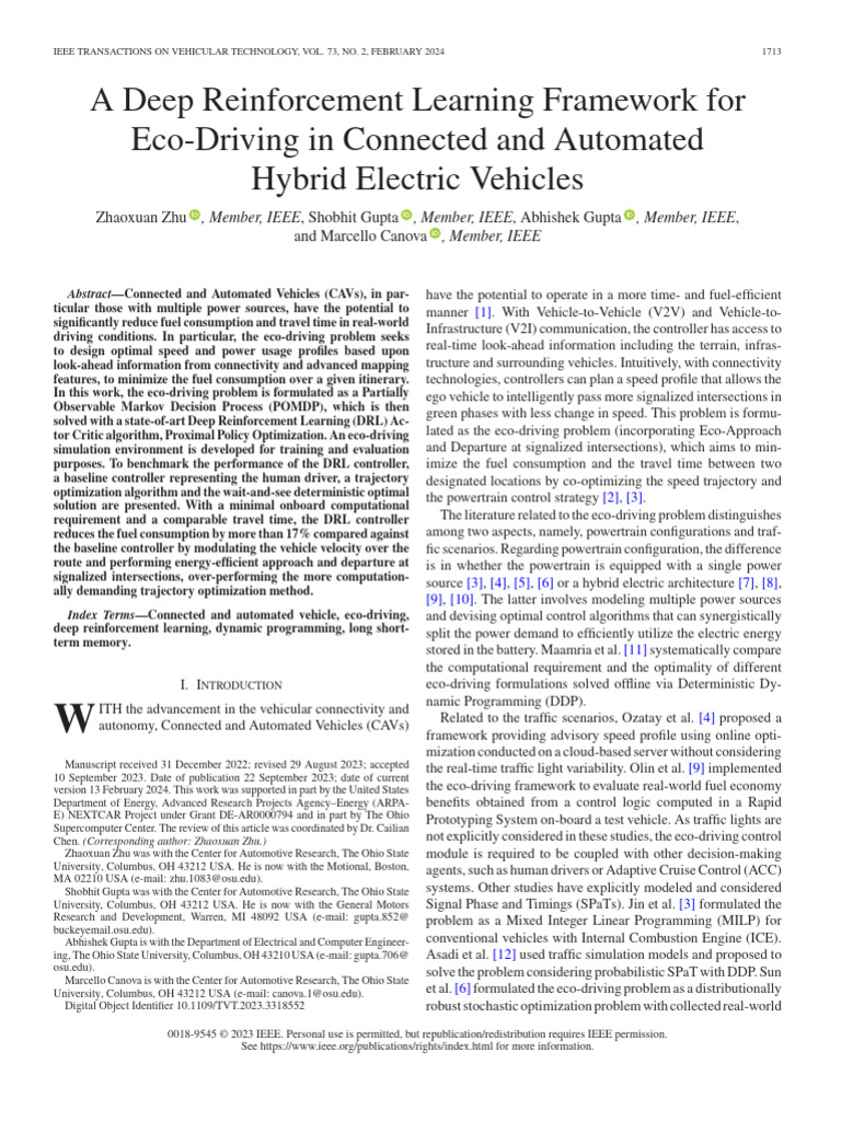 Eco-Driving with Deep Reinforcement Learning | PDF | Applied Mathematics