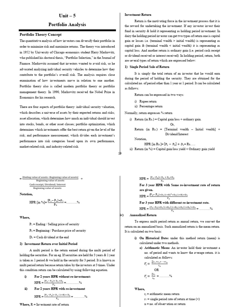 Portfolio Analysis and Investment Returns | PDF | Modern Portfolio ...