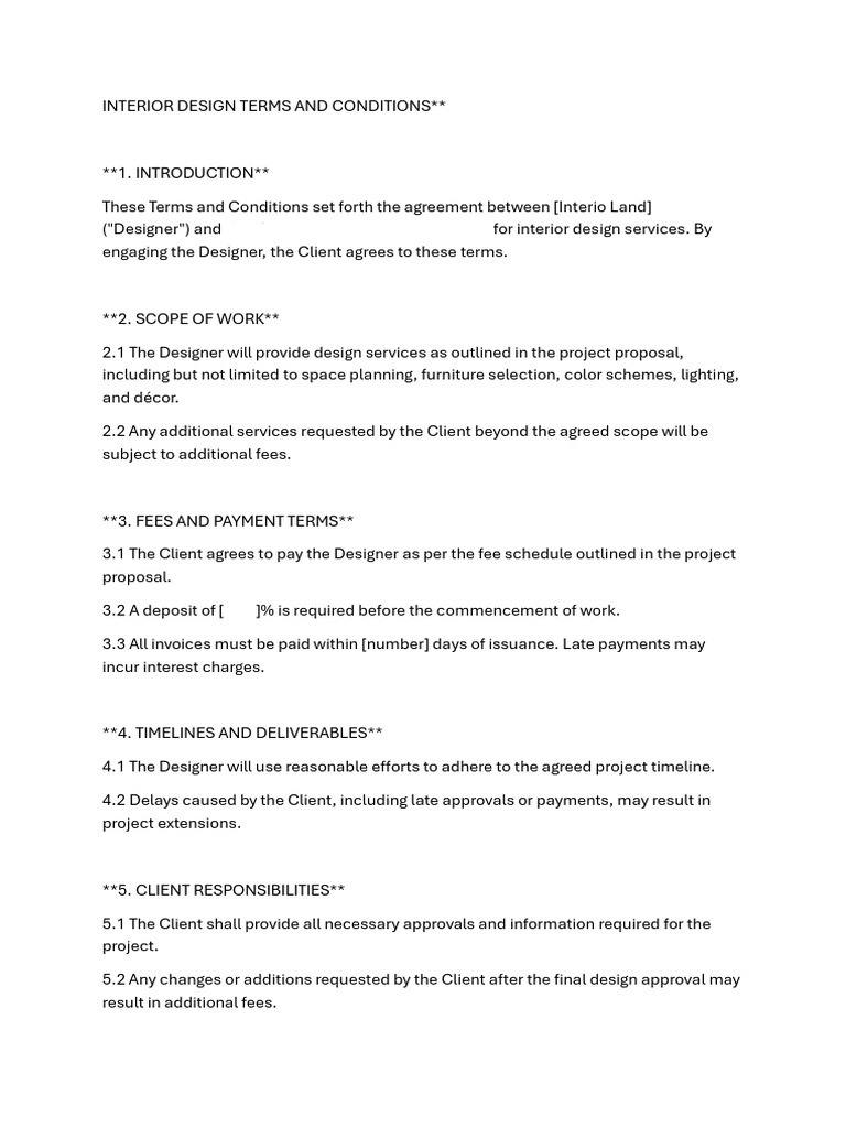 Interior Design Contract Terms | PDF | Private Law | Business Law