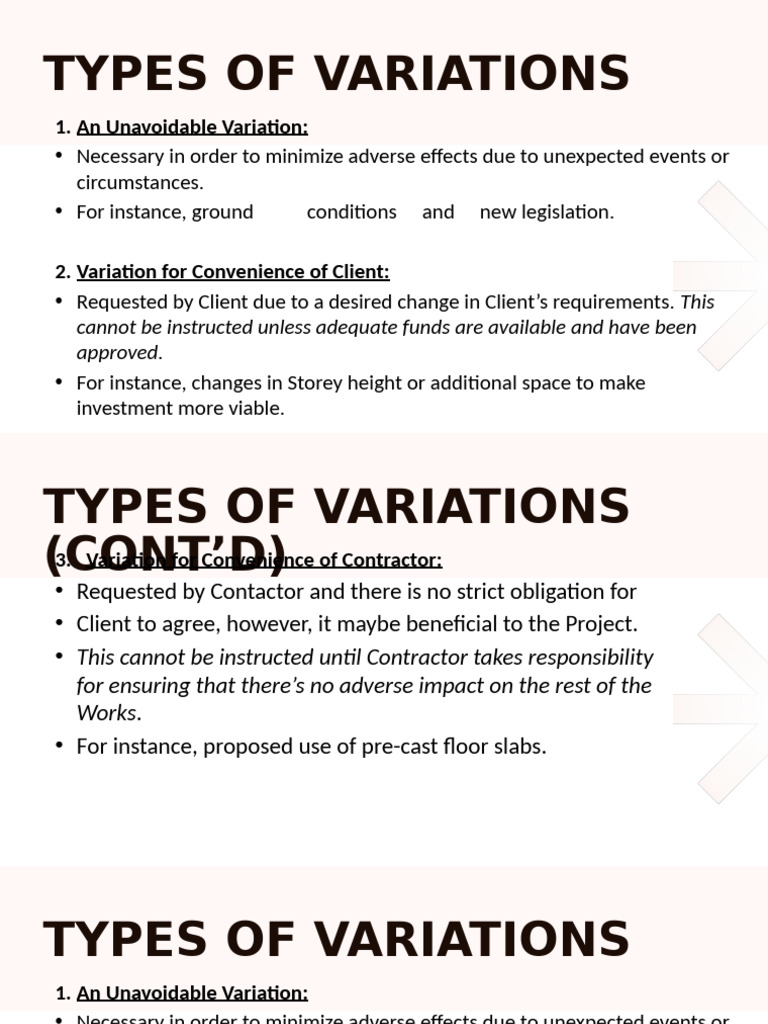 Types of Construction Variations Explained | PDF | Insurance | Risk