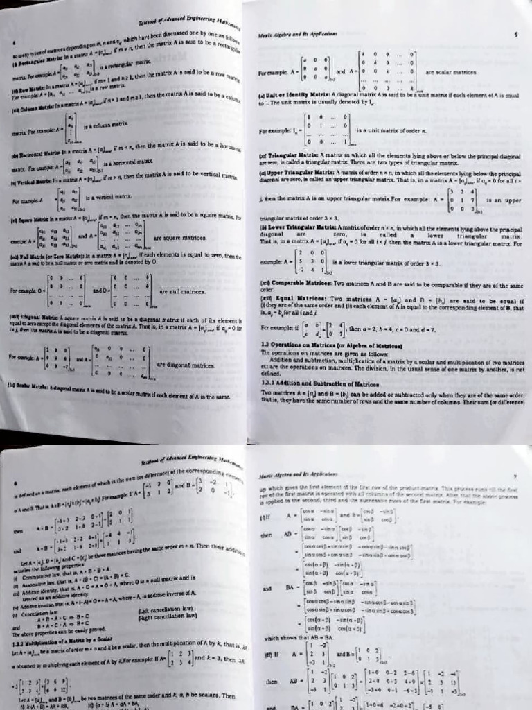 Understanding Matrix Types and Operations | PDF | Mathematical Objects ...