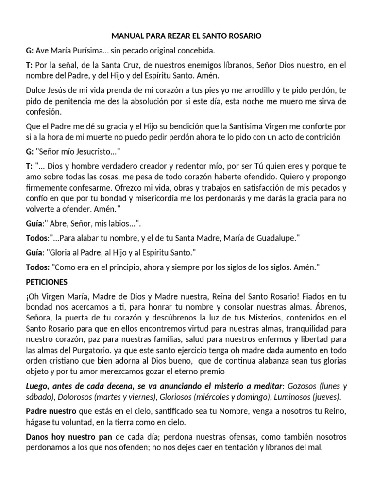 Manual para Rezar el Santo Rosario | PDF | María, madre de Jesús ...