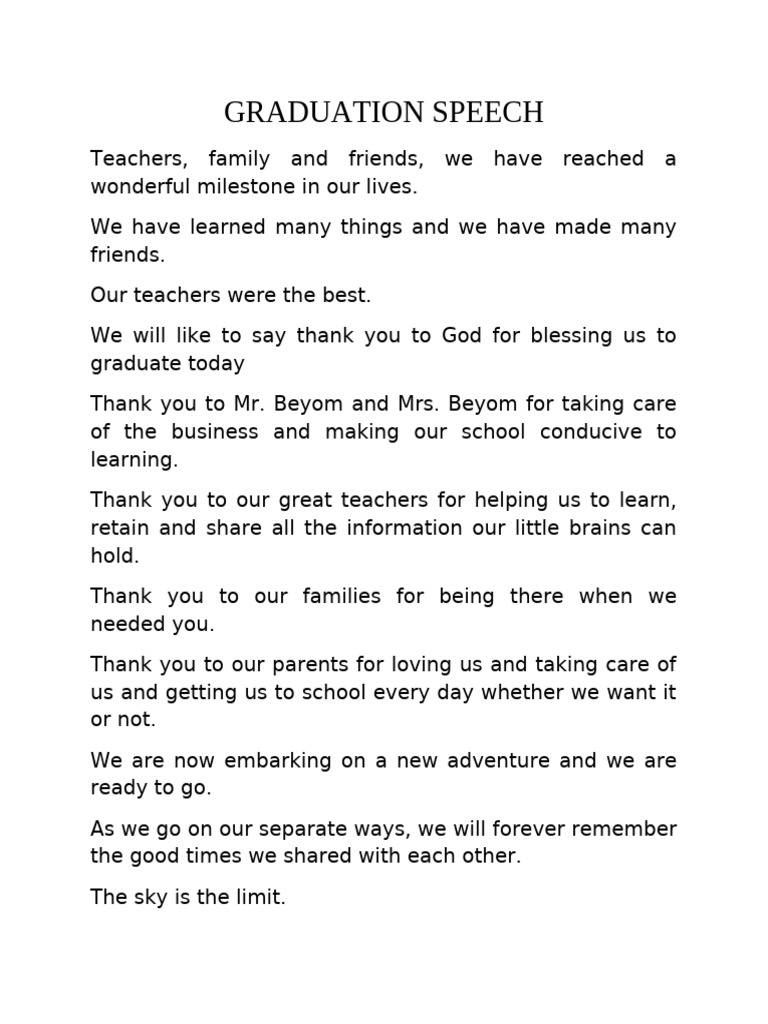 Heartfelt Graduation Speech Highlights | PDF