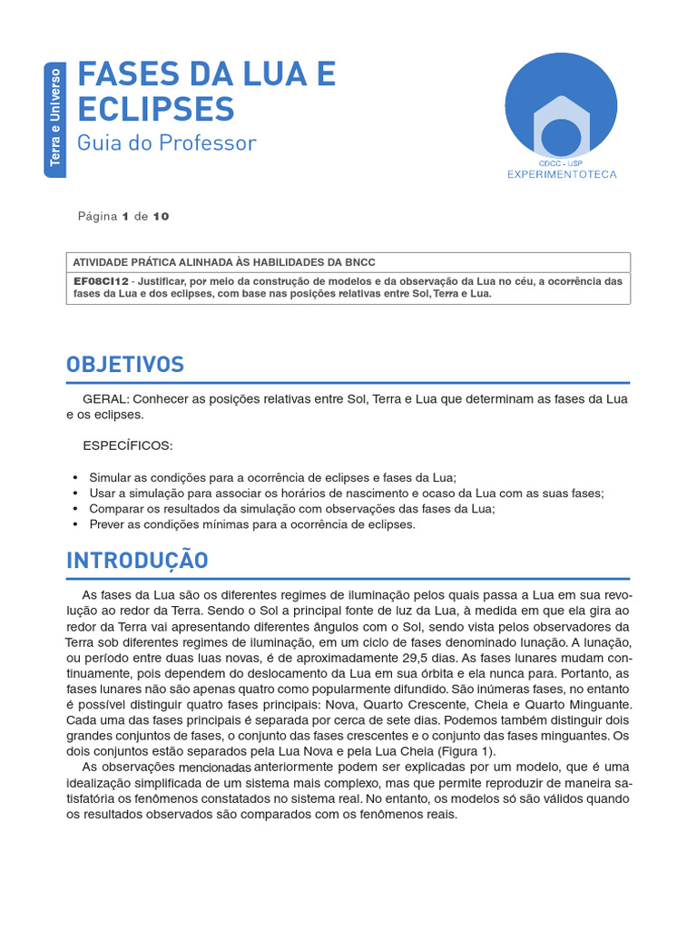 Fases da Lua e Eclipses: Guia Prático | PDF | Lua | Eclipse