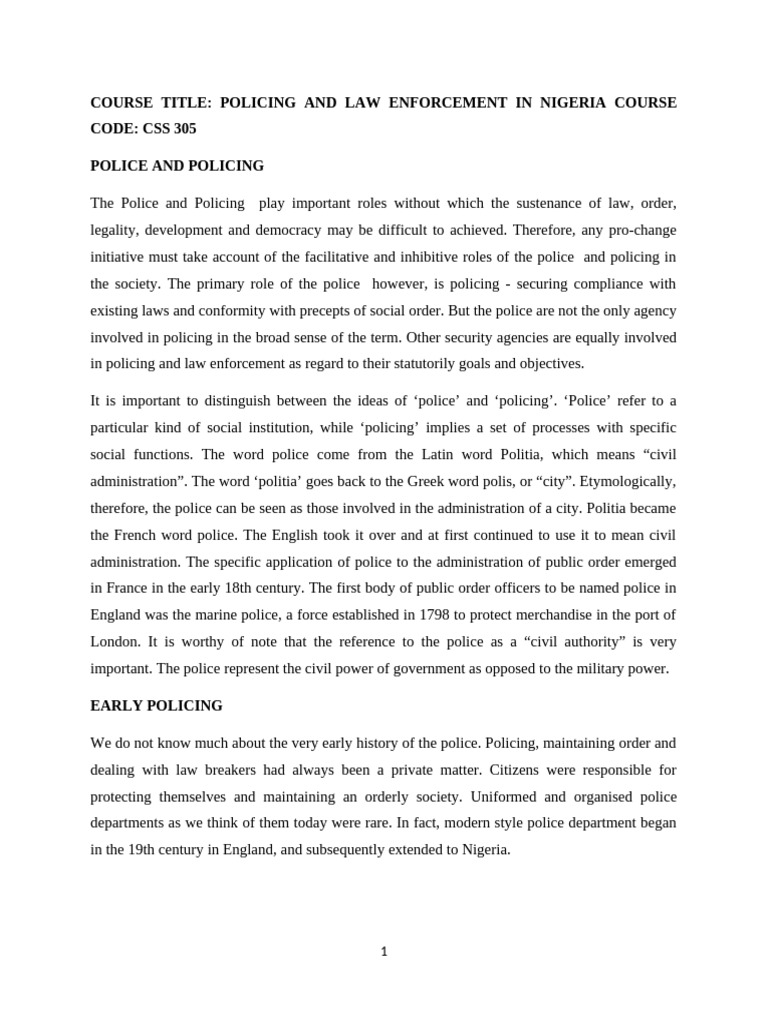 Policing and Law Enforcement Css 300l | PDF | Police | Crimes