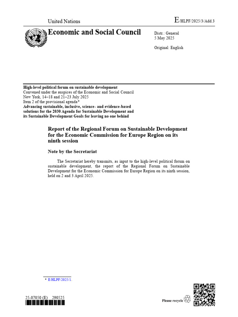 ECE Regional Forum on Sustainable Development 2025 | PDF ...
