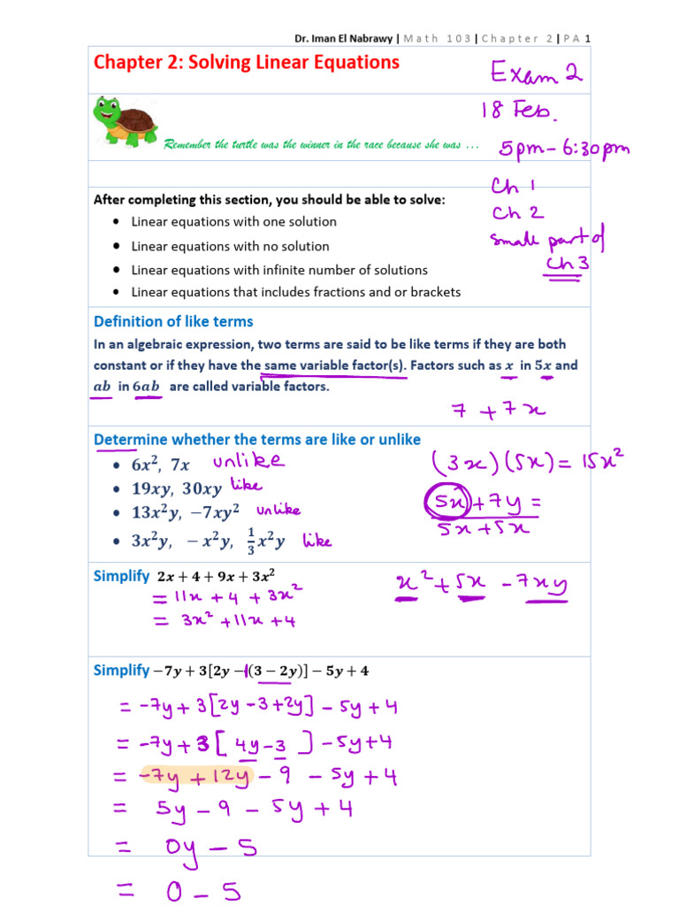 Linear Equations and Problem Solving | PDF | Elementary Mathematics ...
