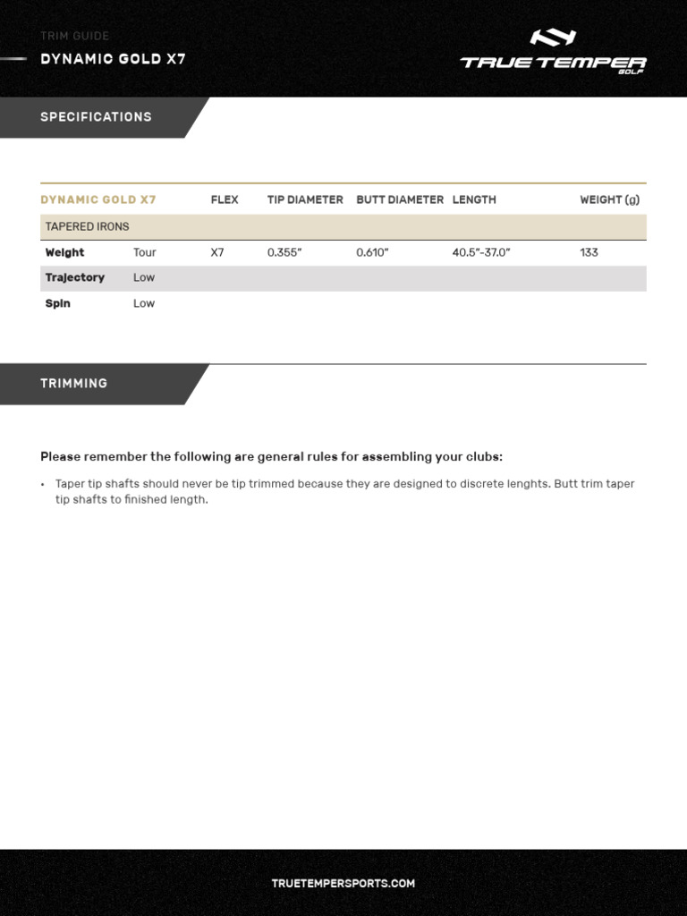 Dynamic Gold X7 Specifications Guide | PDF