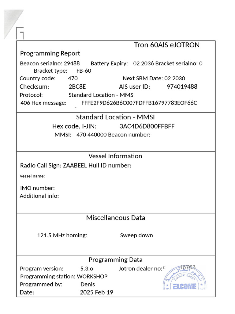 Tron 60AlS eJOTRON Programming Report | PDF