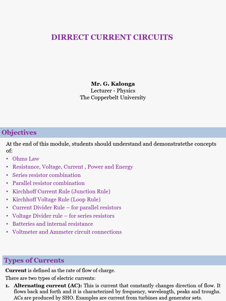Direct Current Circuits Overview | PDF | Series And Parallel Circuits ...