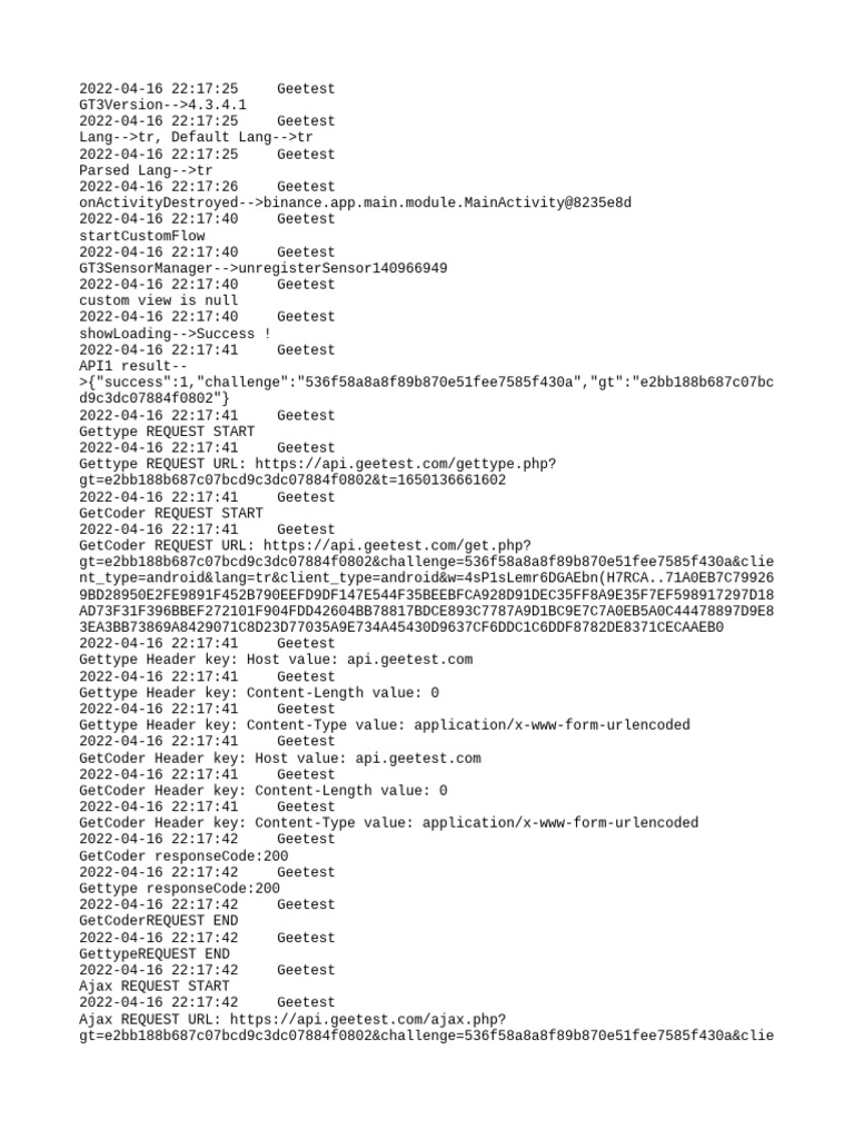 Geetest API Interaction Log | PDF | Computer Data | Internet