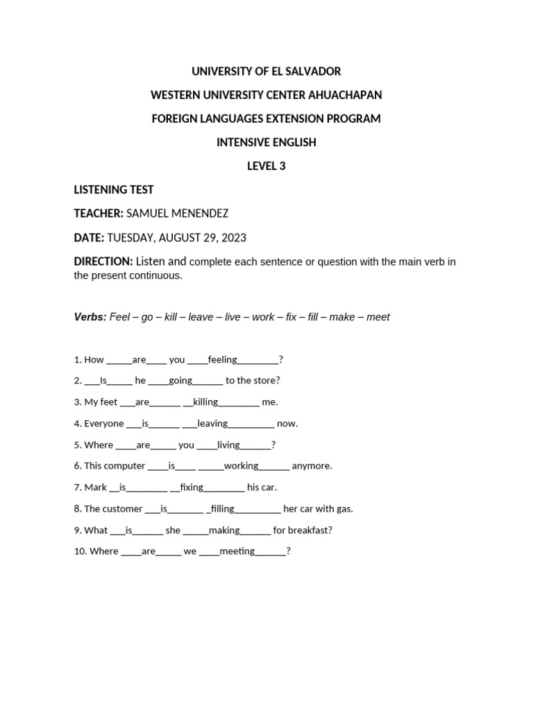7 - Listening Test - Aug 29 | PDF