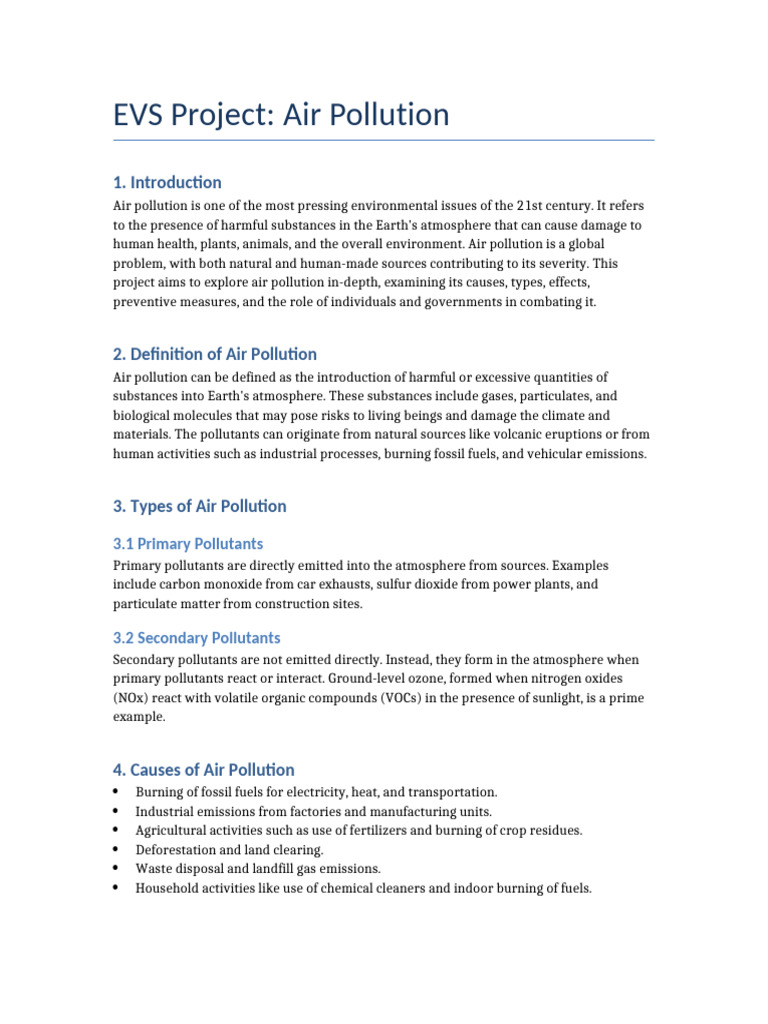 Understanding Air Pollution Causes & Effects | PDF | Air Pollution ...