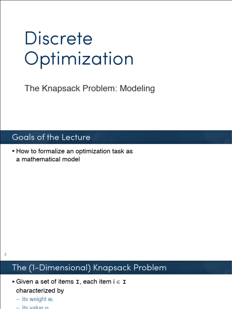 2.3 Knapsack Model | PDF