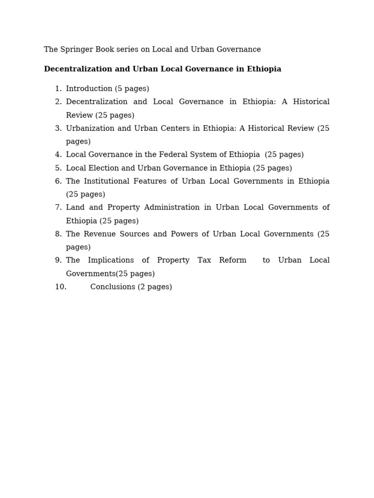 Decentralization and Urban Local Governance in Ethiopia | PDF
