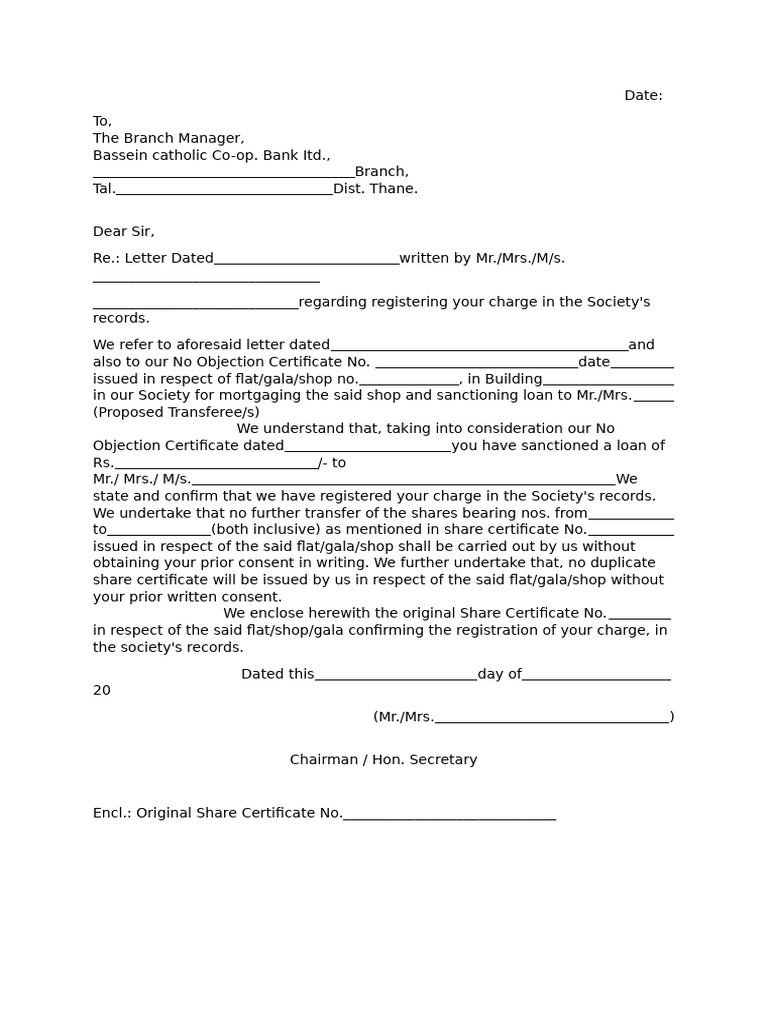 Charge Registration Confirmation Letter | PDF