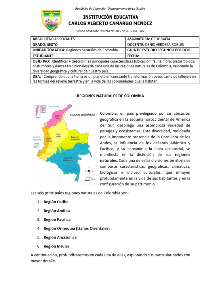 Regiones Naturales de Colombia | PDF | Colombia | Selva amazónica