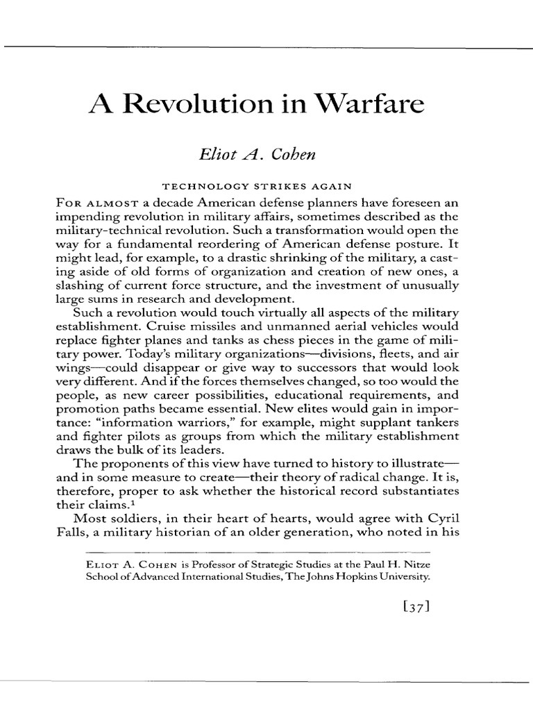 Cohen (1996) A Revolution in Warfare PDF