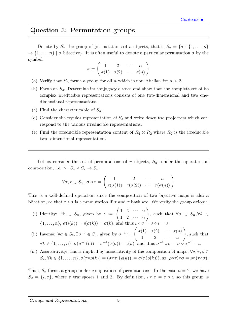 Groups & Reps Question 09 | PDF | Group Representation | Permutation