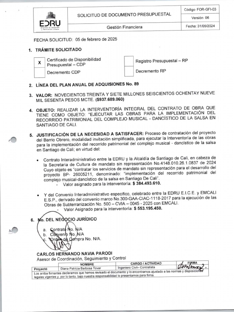 Solicitud CDP | PDF