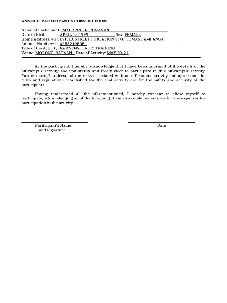GAD Sensitivity Training Consent Form | PDF