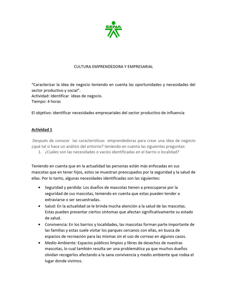 Actividad 1 y 2 Ideas de Negocios | PDF | Tecnología usable | Marketing