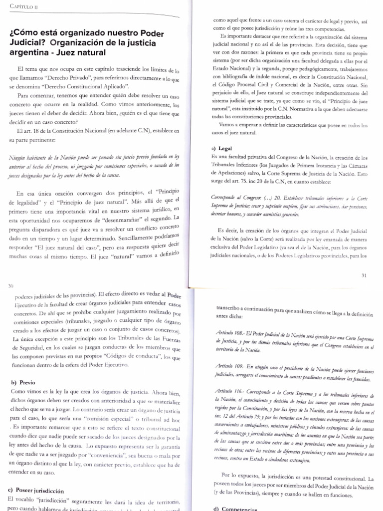 Capitulo 2 Organización de La Justicia Argentina - Juez Natural | PDF ...