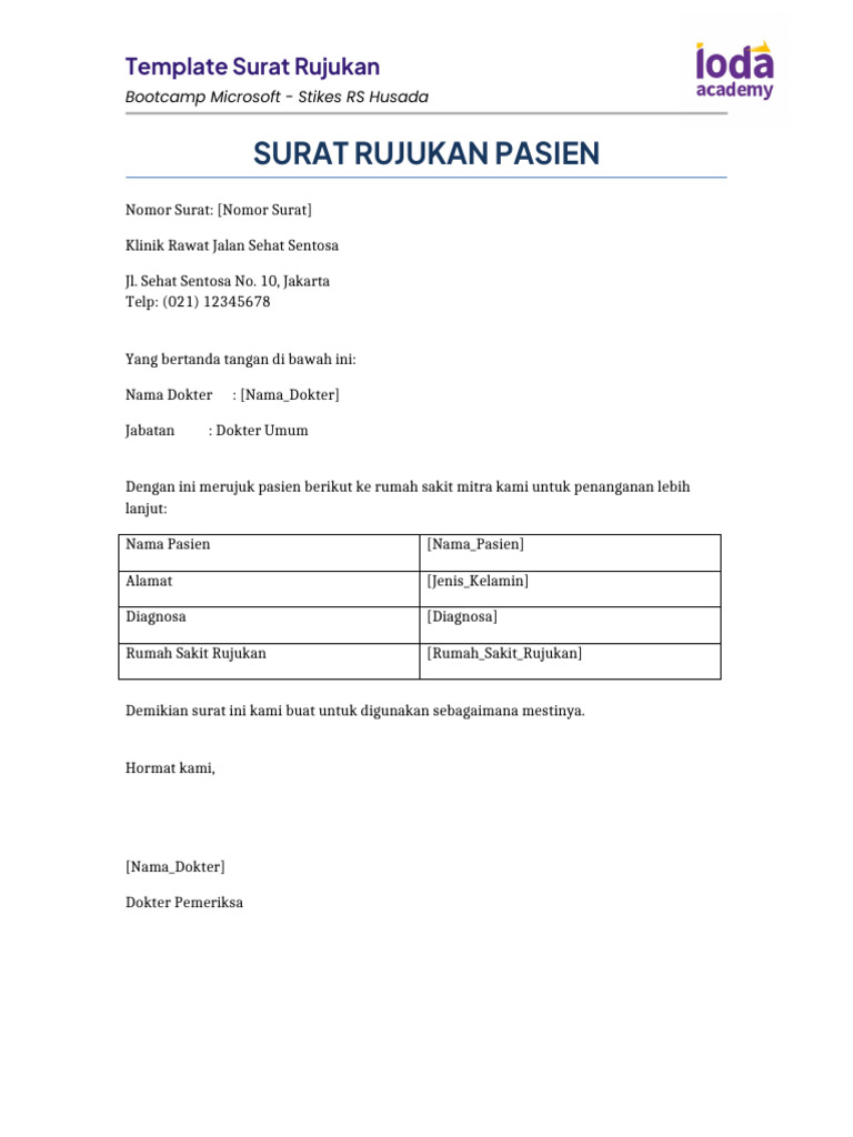 Contoh Template Surat Rujukan Pasien | PDF