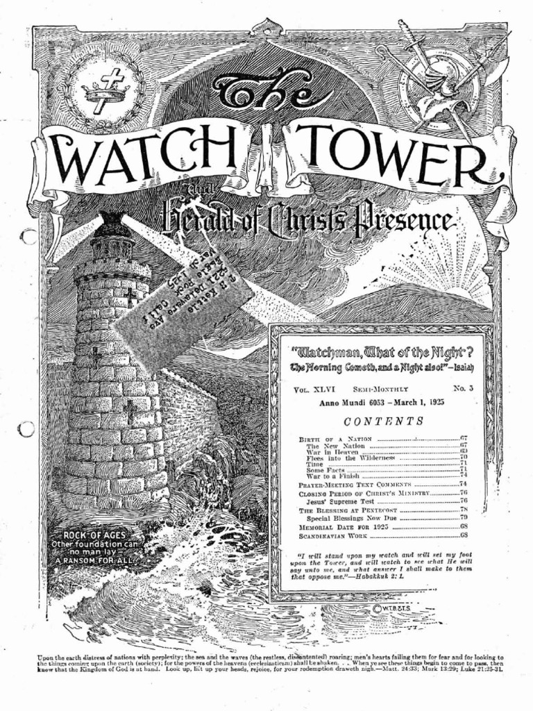 1925 March 1 Watchtower Birth of The Nation | PDF | Satan | Jesus