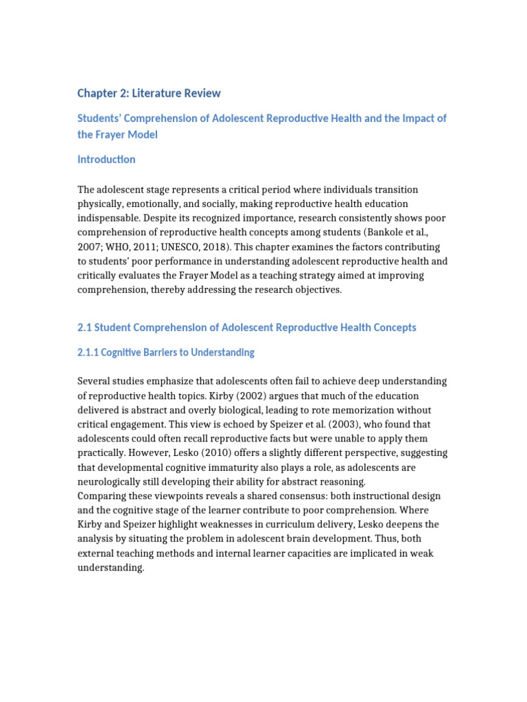 Chapter 2 Adolescent Reproductive Health | PDF | Adolescence ...
