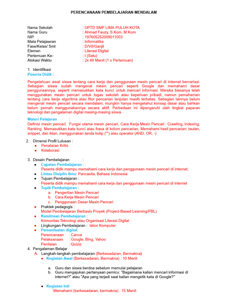 Contoh RPP PM - If | PDF