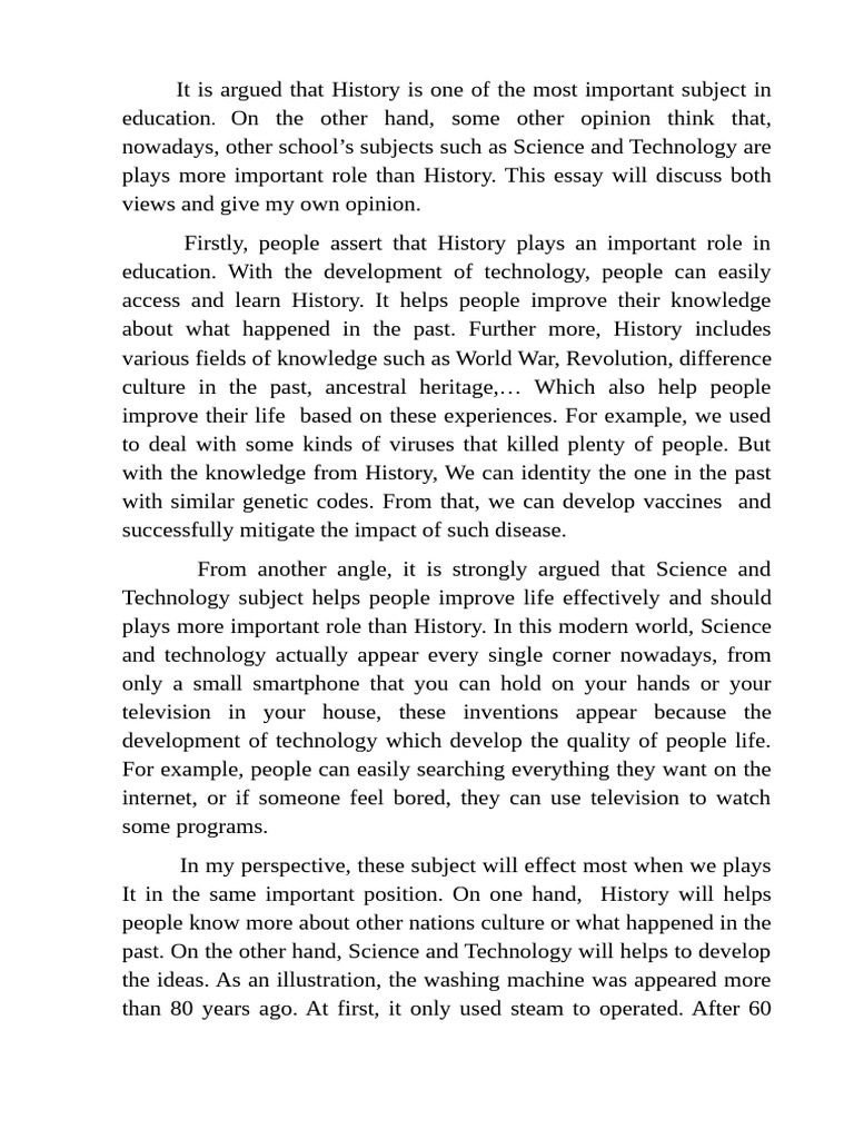 Importance of History vs. Science in Education | PDF