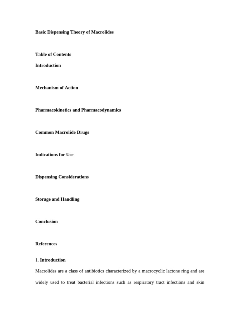 Macrolides Basic Dispensing Theory | PDF | Drugs | Pharmacology