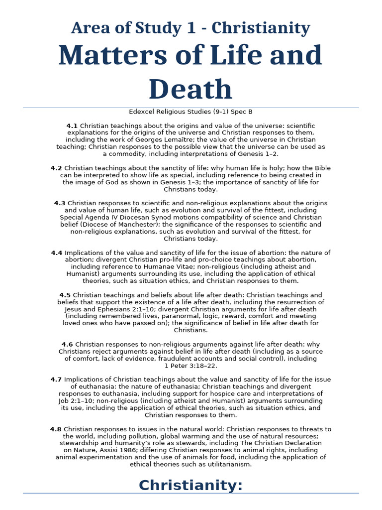 Christianity: Sanctity of Life and Abortion | PDF | Creationism | Afterlife