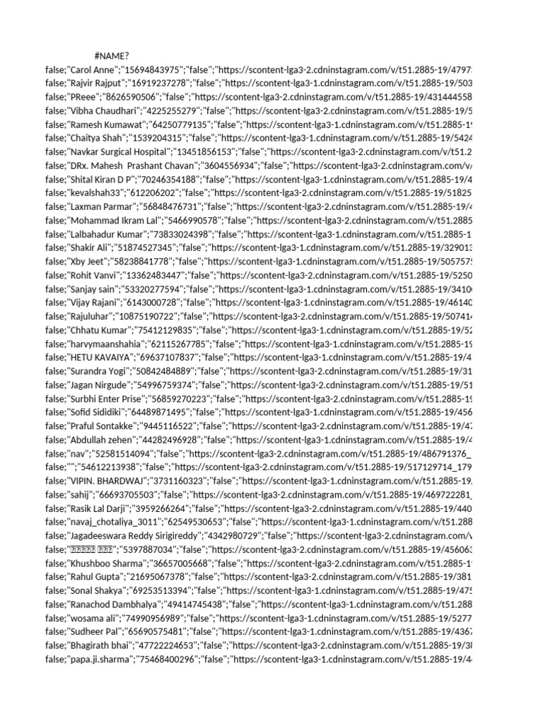 Instagram User Data List | PDF