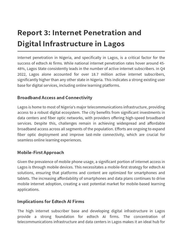 Report 3 Internet Penetration Lagos | PDF
