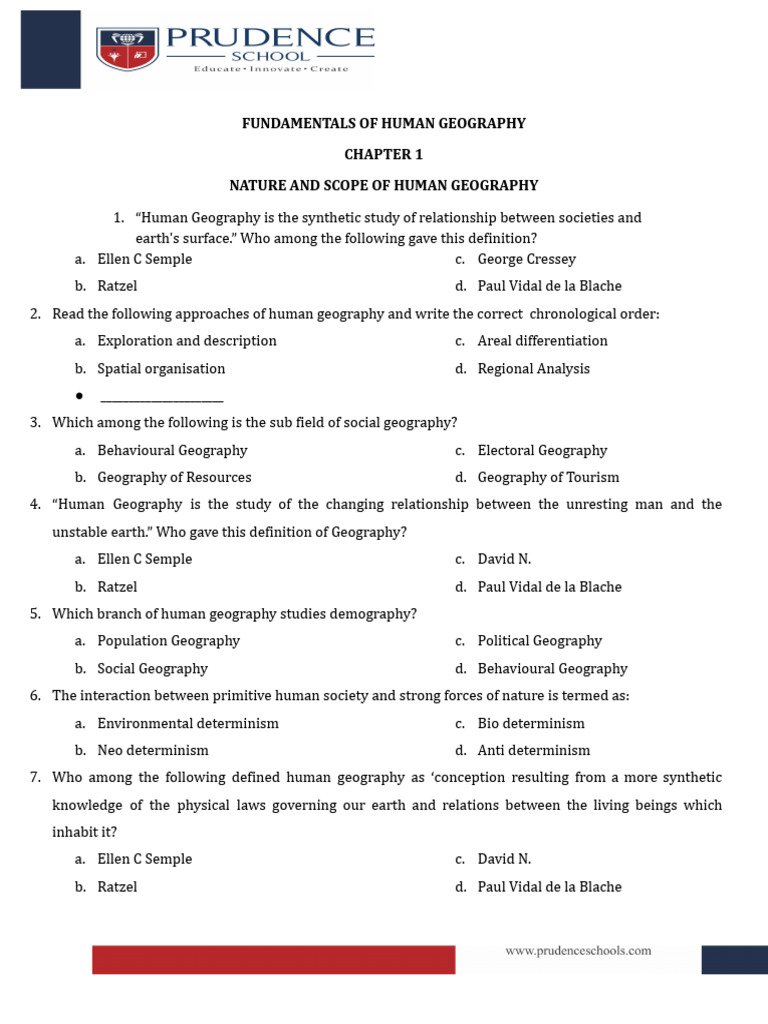Human Geography: Key Concepts and Definitions | PDF | Geography | Science