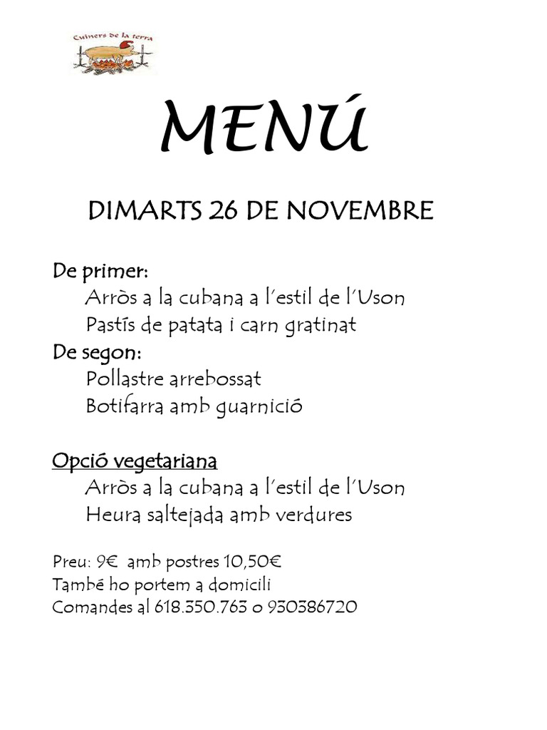 Menú Setmana 4t Nov24 | PDF