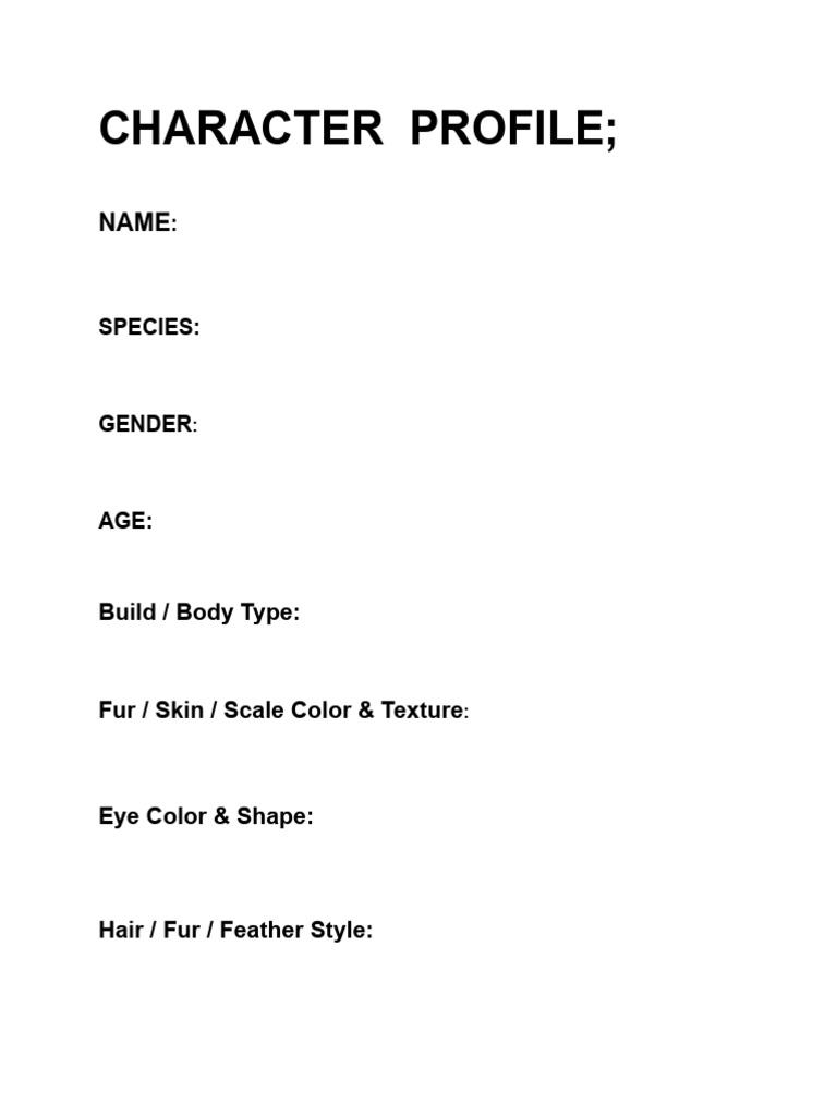 Character Profile Template | PDF