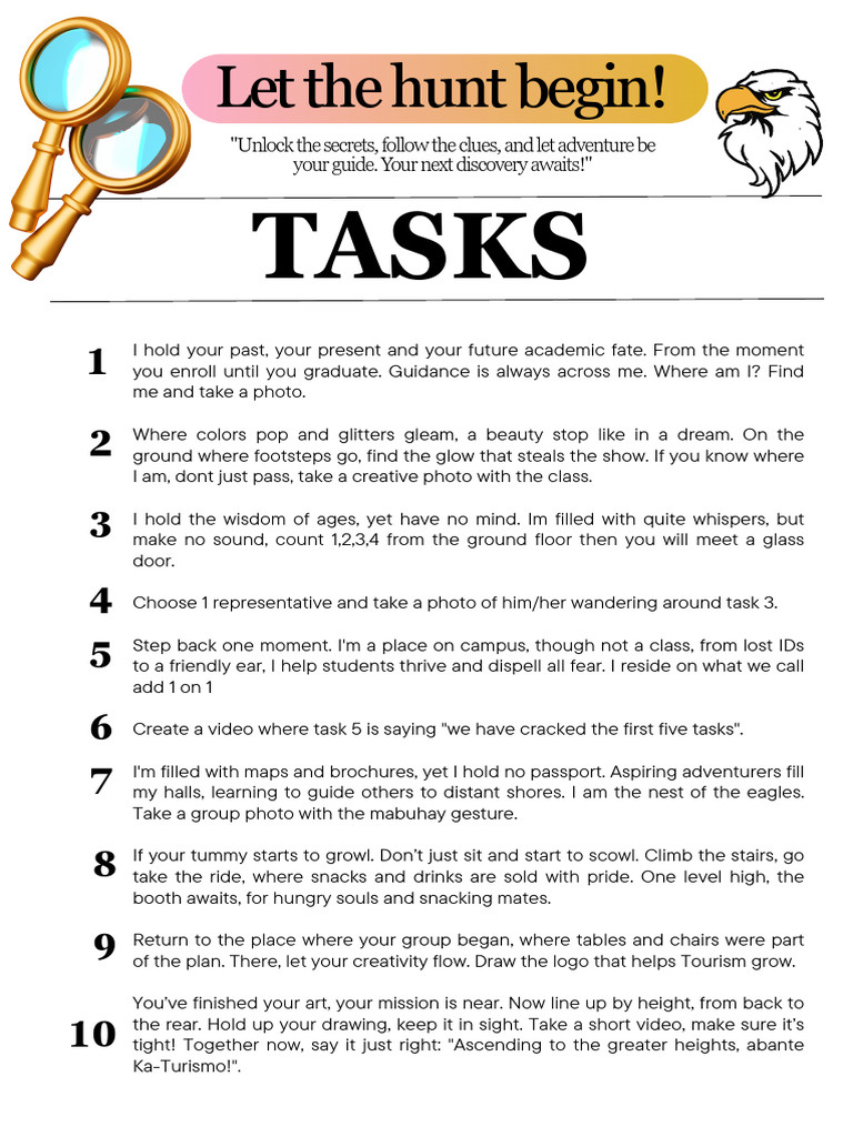 Tasks: Let The Hunt Begin! | PDF