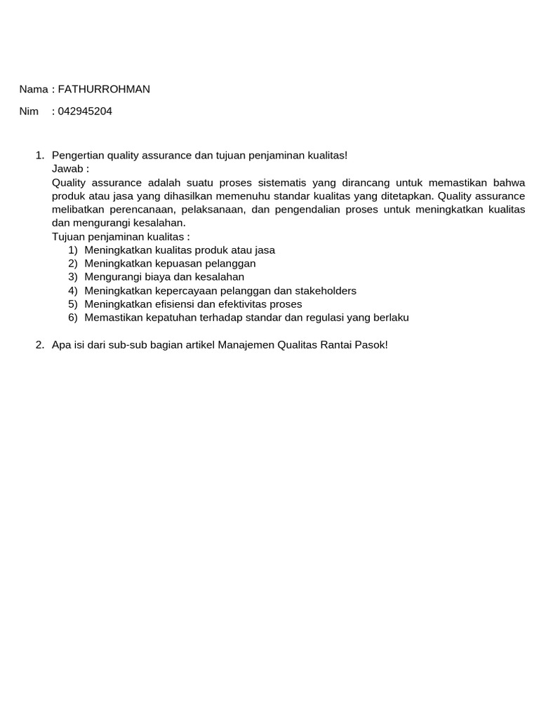 Quis Fathurrohman 042945204 | PDF