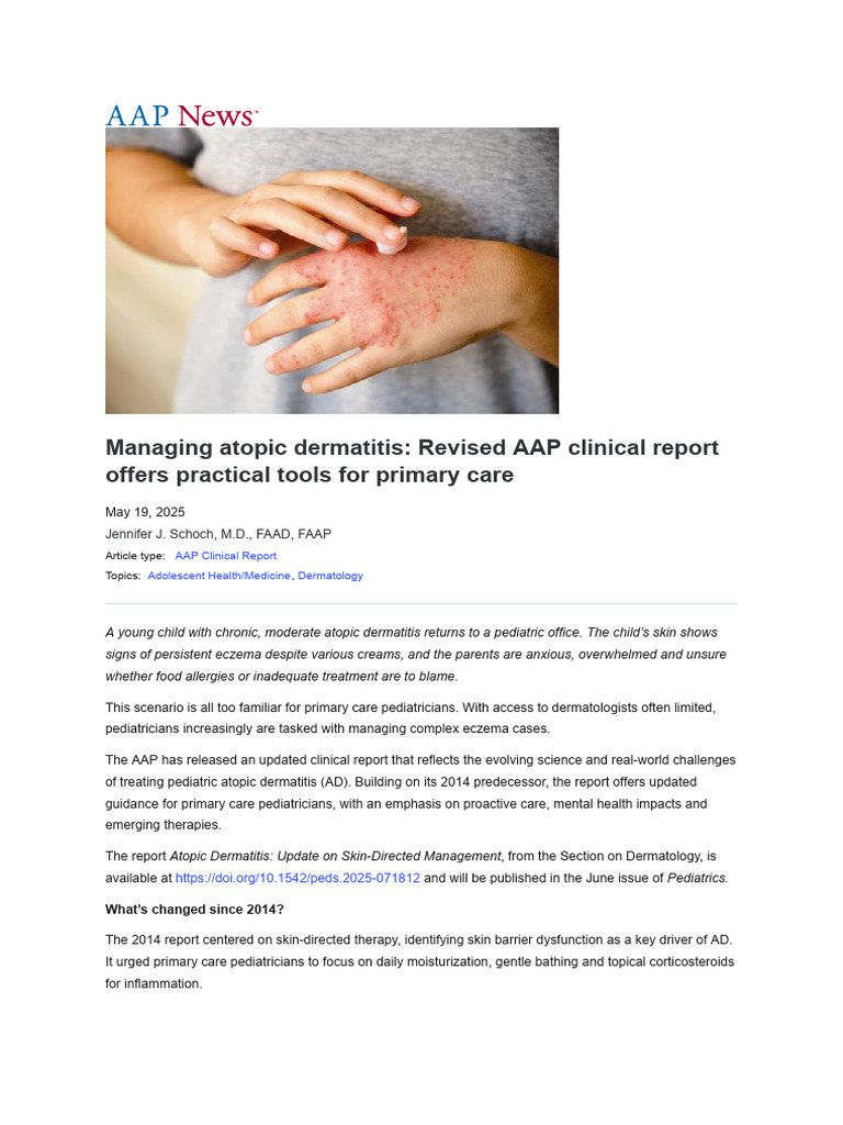 Updated AAP Guidelines for Atopic Dermatitis | PDF | Dermatitis ...
