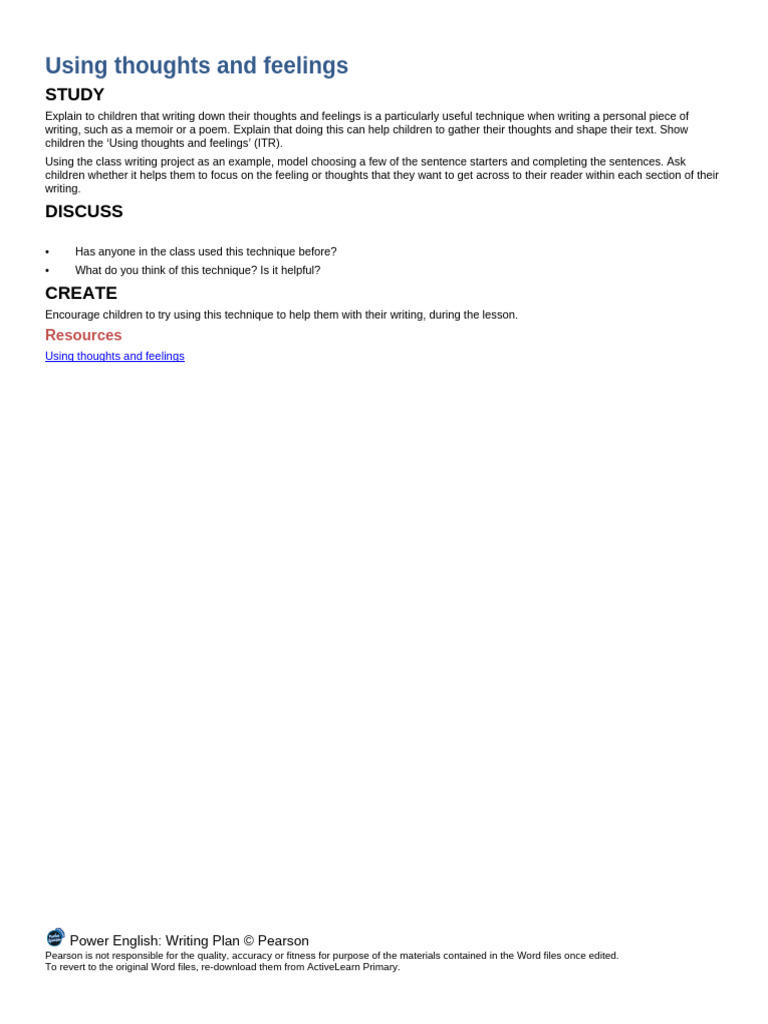 Enhance Writing with Thoughts and Feelings | PDF