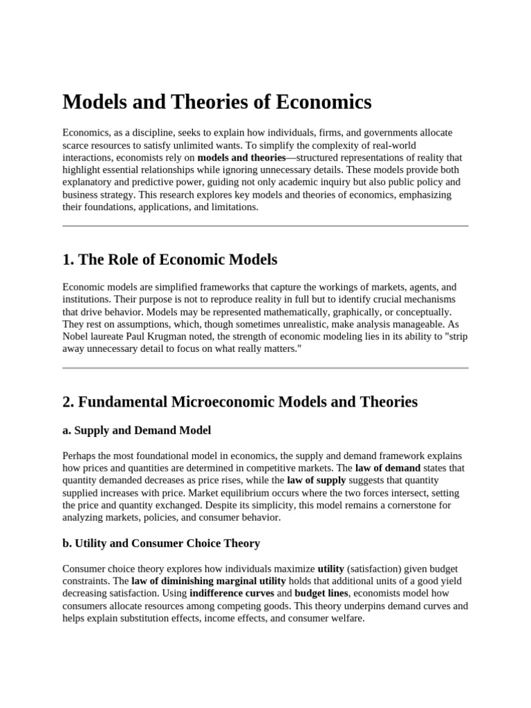 Key Economic Models and Theories | PDF | Economics | Macroeconomics