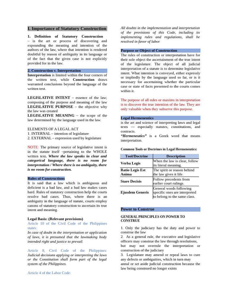 Understanding Statutory Construction Basics | PDF | Statutory ...