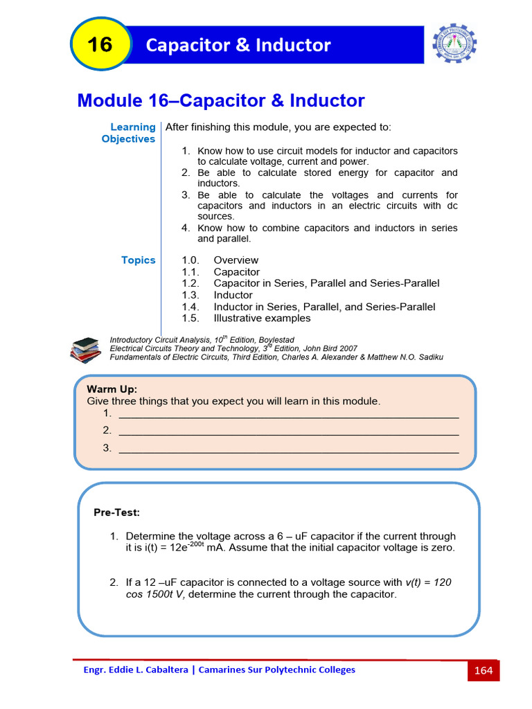 Capacitor and Inductor Circuit Analysis | PDF | Capacitor | Series And ...