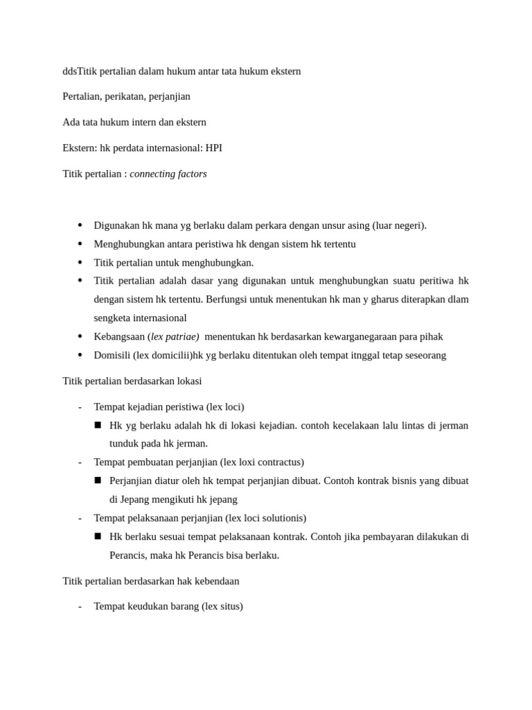 Titik Pertalian Hukum Internasional | PDF
