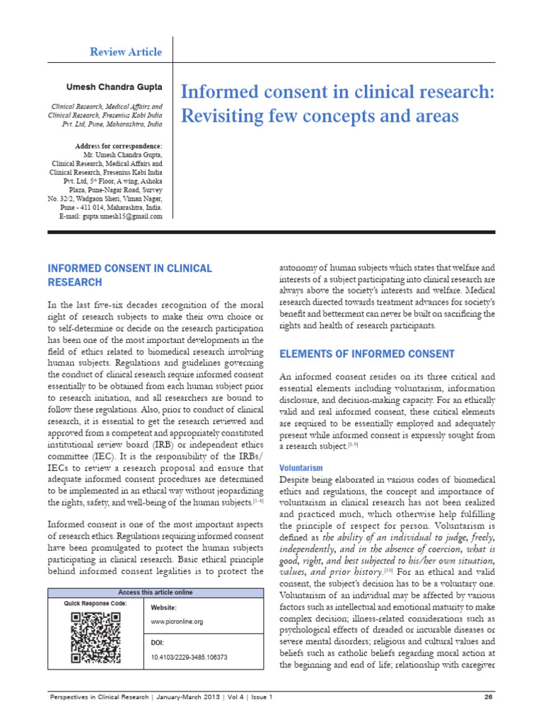 Informed Consent in Clinical Research | PDF | Informed Consent ...